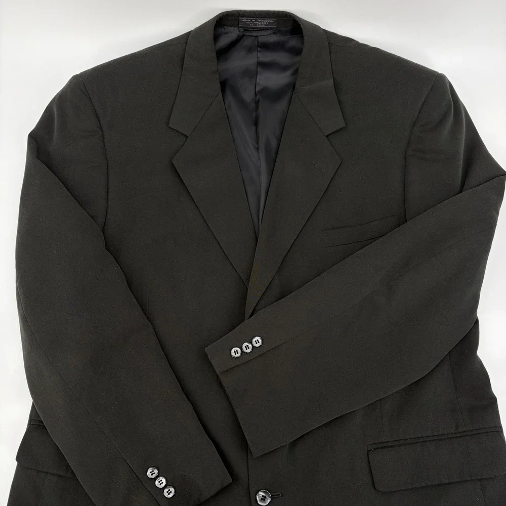 Jeffrey Banks Mens Black Three Button Blazer Sport Coat Jacket Size 48L RN 84125